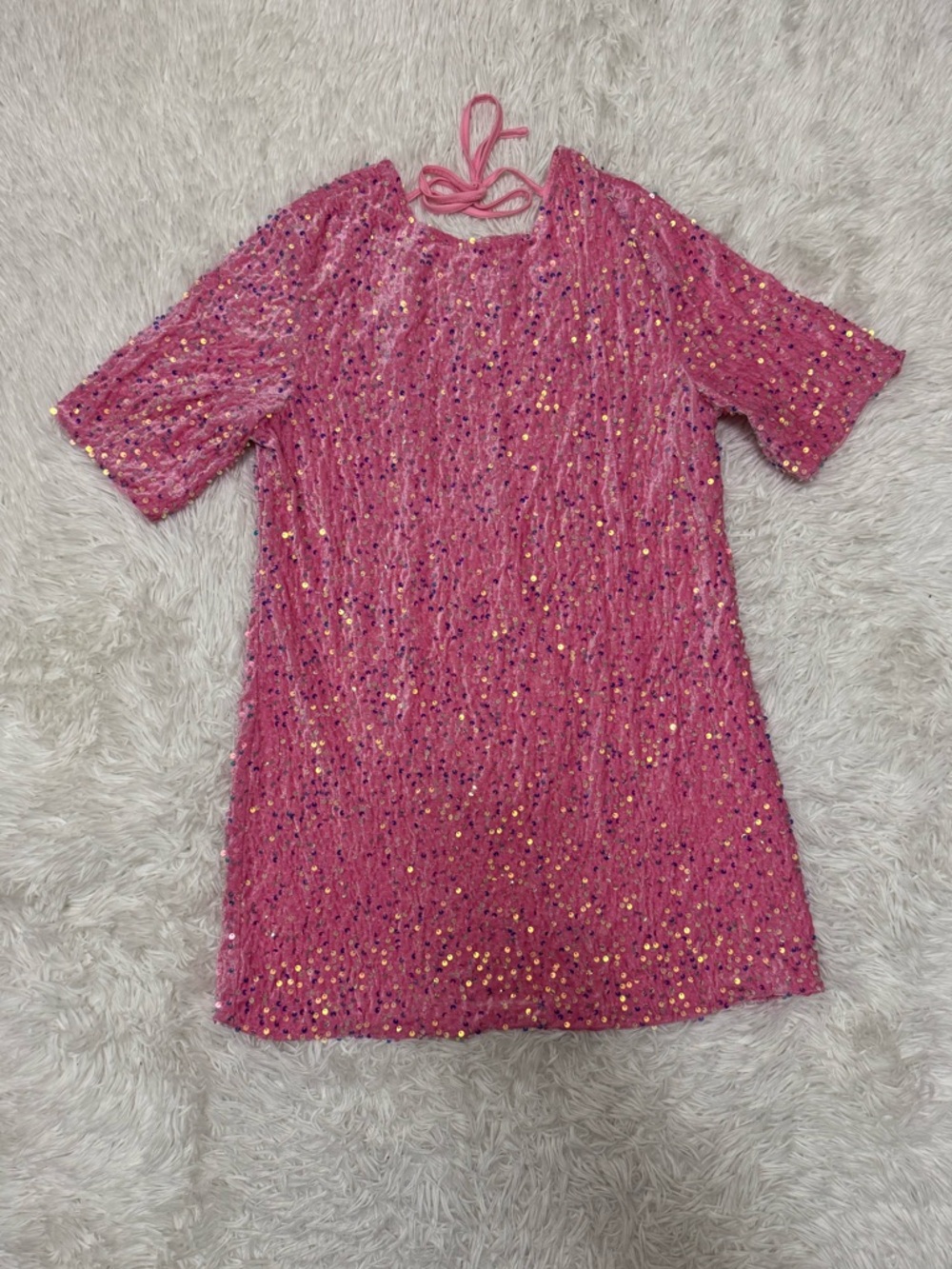 Pink Sequin Dress Sparkly Pink Dress - Picture 2 of 6